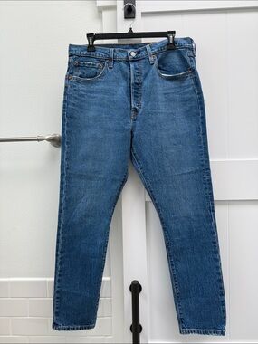 Levi's 501 Skinny Jeans Women's 32 Blue Denim RARE Blank Tab Button Fly